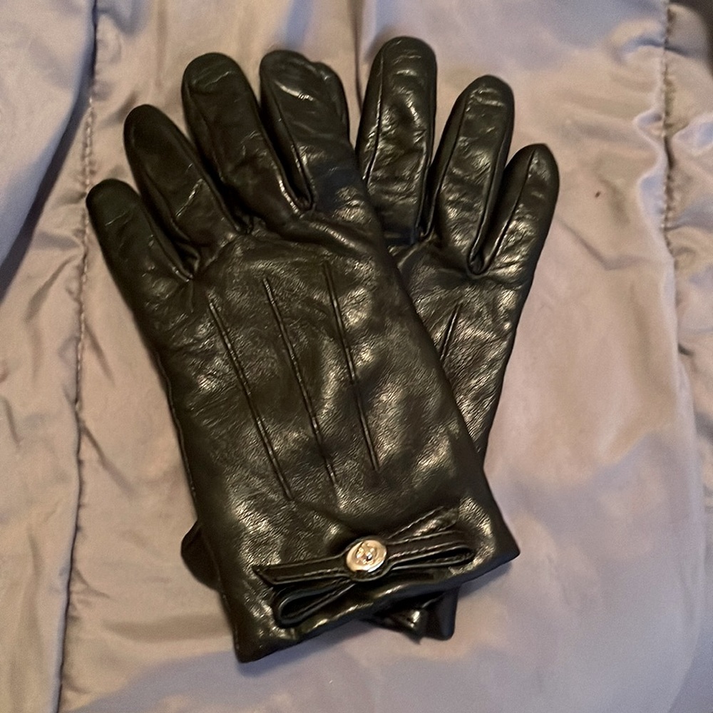 Coach black leather gloves
